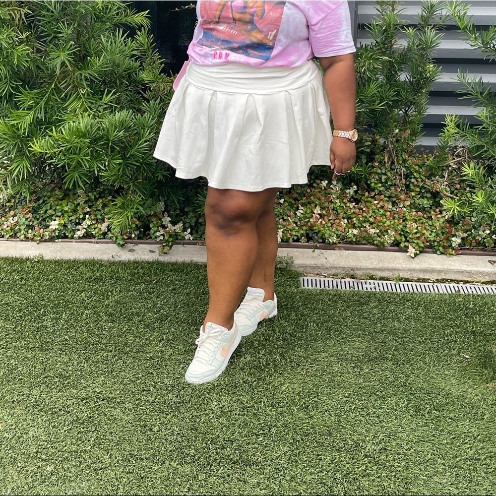 White Pleated Skirt W/ attached shorts